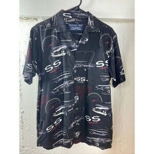 NEWPORT BLUE MENS SMALL SS CHEVROLET 427 BLACK SHORT SLEEVE BUTTON UP SHIRT